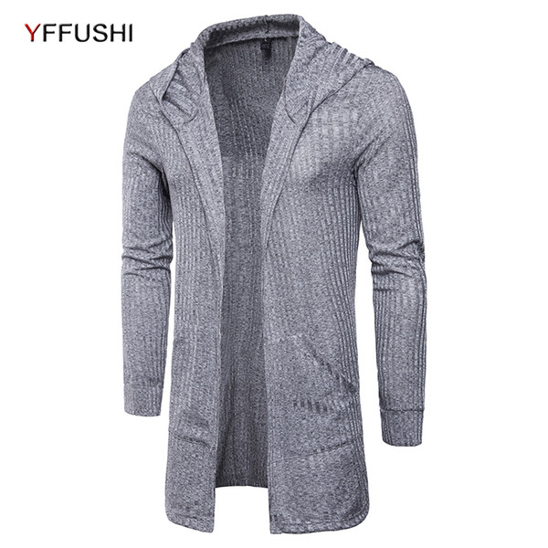 YFFUSHI Men Hooded Cardigans Spring Autumn Fashion Brand Long Sleeve Knitted Cardigans Men Sweaters Slim Fit Men Clothes L18100803