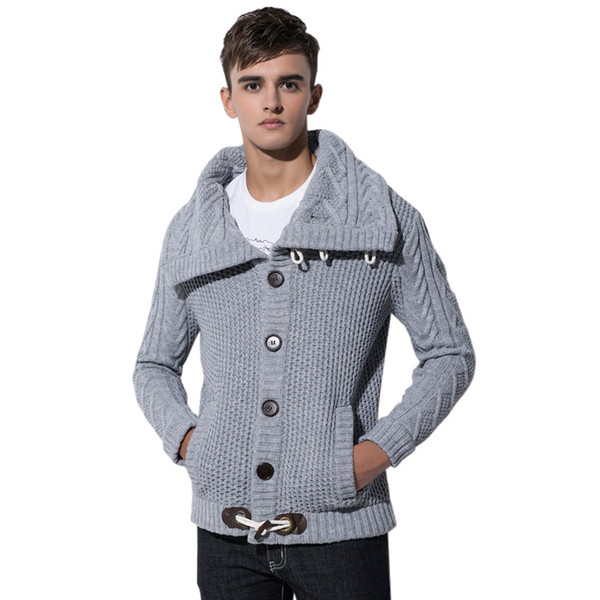 Men's Sweatercoat Warm Thicken Sweater for Autumn Winter Men Full Sleeve Turtleneck Coarse Wool Knitted Sweater Buttons Cardigan