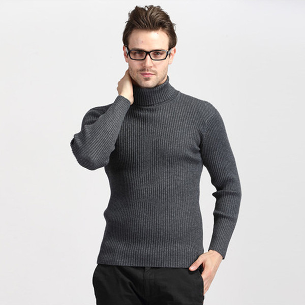 Winter Thick Warm Turtleneck Sweater Men 2019 Casual Knitted Cashmere Pullover Sweater Men Plus Size Slim Red Pullover 3XL