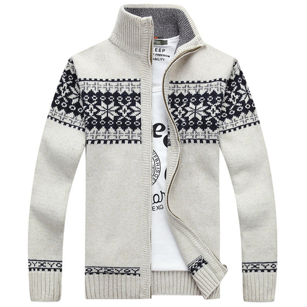 New Arrival Autumn Men Sweater Coat Fashion Quality Zipper Snowflake Christmas Sweater Male Cardigan Masculino