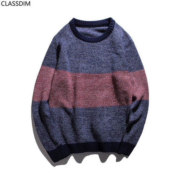 Men's Fashion Striped Round Neck Sweater Men's Autumn And Winter New Style Knitted Sweater Literary Style Size M-2XL