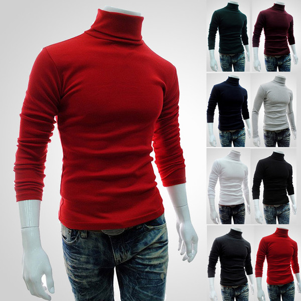 2017 Winter Autumn Mens Turtleneck Sweaters Black Pullovers Clothing For Man Cotton Knitted Sweater Male Sweaters Pull Hombre XXL