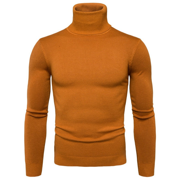 Autumn And Winter Men's Sweater Fashiion Solid Turtleneck Sweaters Men Casual Slim Fit Long Sleeve Knitted High Elastic Sweater