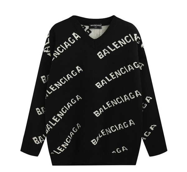 High-quality Women Designer Knitwear hoodie V-neck Knit Sweater Coat Female Embroidered Letter Back men Coat