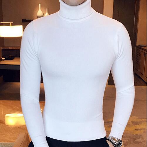 2019 Winter High Neck Thick Warm Sweater Men Turtleneck Brand Mens Sweaters Slim Fit Pullover Men Knitwear Male Double collar