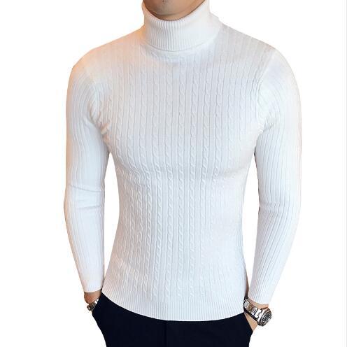 2019 Casual Winter High Neck Warm Sweater Men Turtleneck Brand Mens Sweaters Slim Fit Pullover Men Knitwear Male Double collar