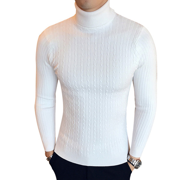 Turtleneck Men Cotton Slim Fit Men Sweaters High Collar Pullover Male Jumper Sweater Turtle Neck Men's Knitwear Pull Homme