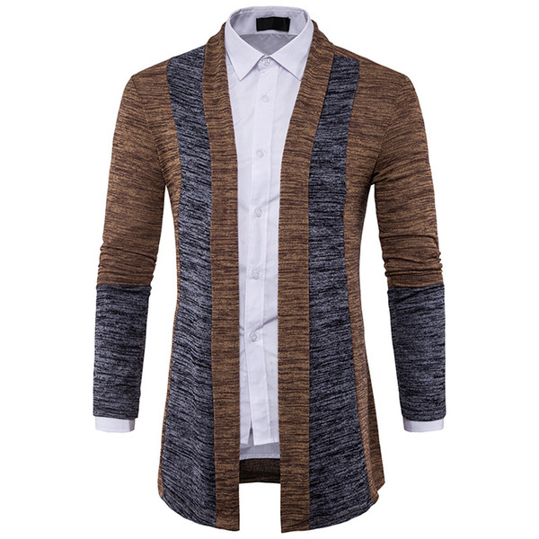 Men Sweater Brand Clothing Patchwork Cardigan Knitted Pullover Men Slim Fit Plus Size Men's Top Long Sleeve Sweater Coat