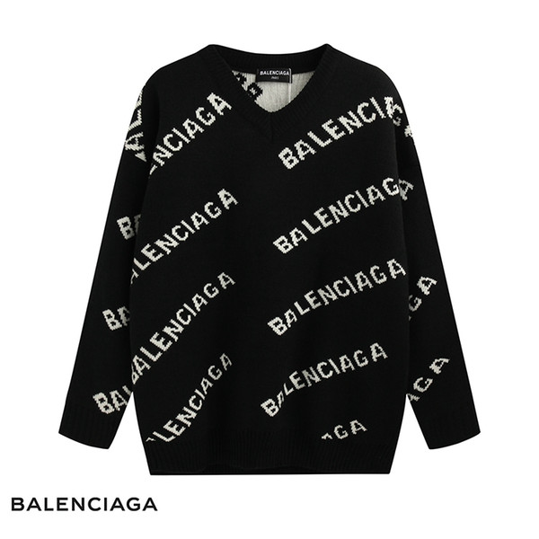 New design luxury brand black sweater fashion long sleeve alphabet printing autumn winter men's cashmere sweater free delivery LG10