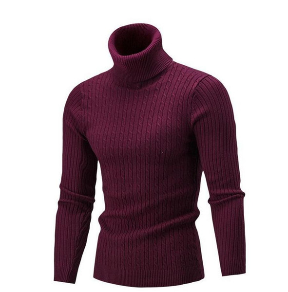 Classic Mens Casual Sweaters 5 Colors Ribbed Turtle Neck Pullovers Long Sleeve Solid Sweater for Autumn and Winter