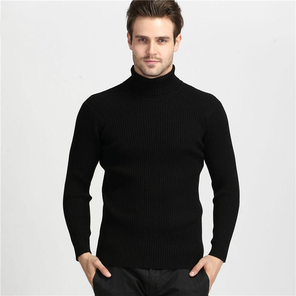 2016 Winter Thick Warm 100% Cashmere Sweater Men Turtleneck Men Brand Mens Sweaters Slim Fit Pullover Knitwear Double collar