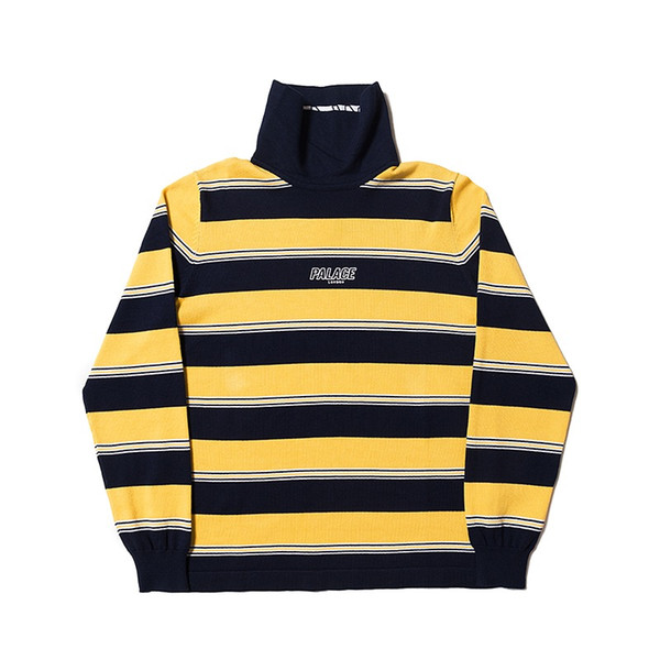 Striped High Neck Sweaters Fashion Brand Mens Sweaters Streetwear LONDON Letter Print Sweaters Womens Tops Man Hip Hop Clothing