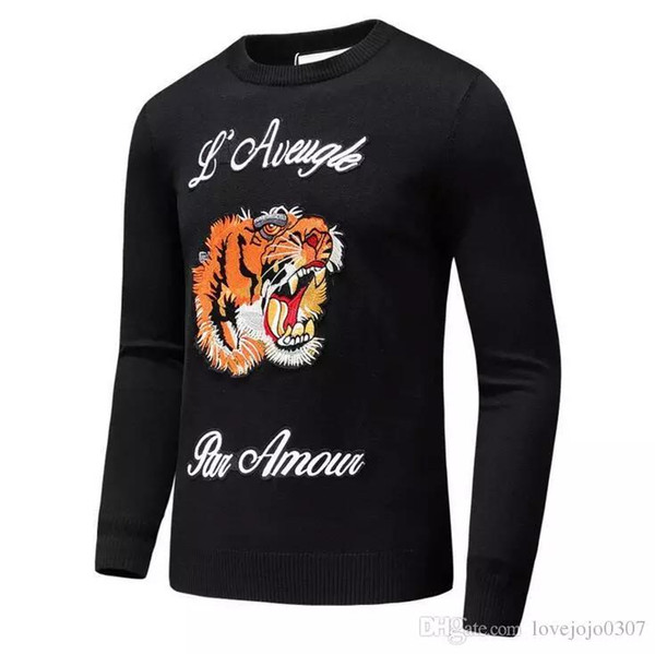 Latest Tiger embroidery Winter Casual Sweater Brand Clothing Long Sleeve Mens Sweaters classic Shirt Pullover O-Neck Knitwear D20