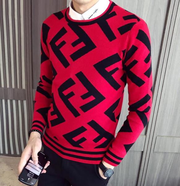 Men's Korean Style Letter Printed knitted sweater O-NECK stripe designer wollen garment men sweaters M-XXL