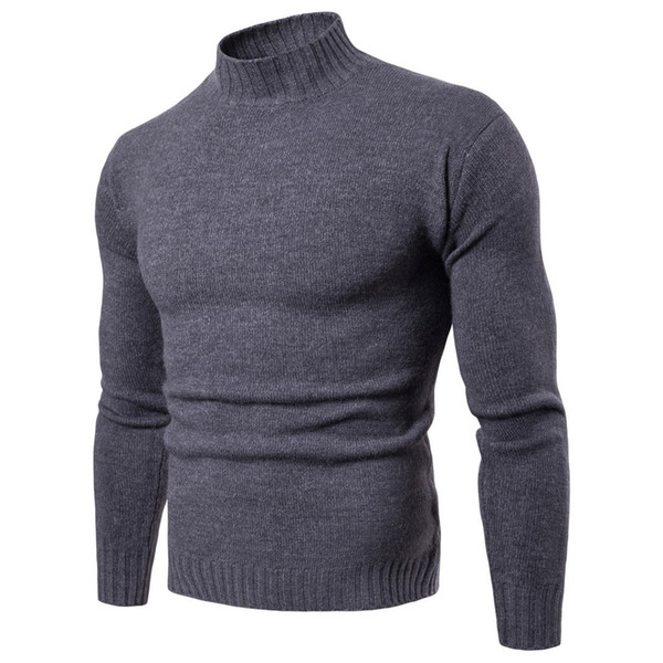 Dropshipping Mens Sweaters 2018 Winter Solid Color Turtleneck Sweater Men Clothing Brand Knitted Pullover Men Sweater pull homme