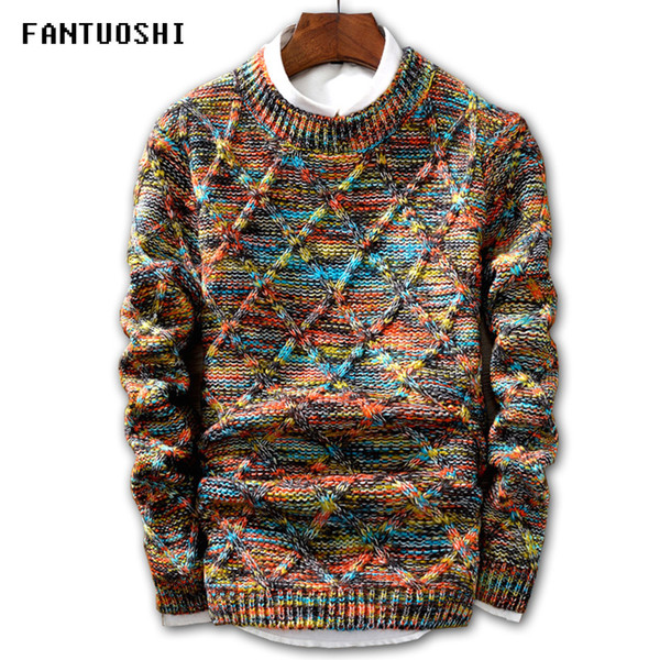 Sweater Men 2018 Brand fashion Pullover Sweater Male O-Neck stripe Slim Fit Knitting Mens Sweaters Man Pullover Men XXL