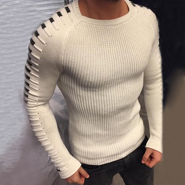 2018 New Fashion Men Sweater Long Sleeve Casual Pullover Male Autumn Round Neck Patchwork Knitted Sweaters Outwear Tops 8J0619