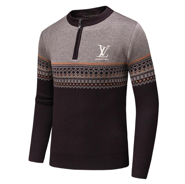 New High quality Winter Men's O-Neck Embroidery Sweater Jumpers Pullover Designer Sweater Men Long Sleeve Luxury Sweaters Black Blue M-3XL