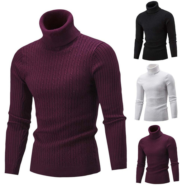 New Fashion Mens Sweater Winter Coat Unique Style lim Warm Knit High Neck Pullover Jumper Sweater Turtleneck Men Top For Men