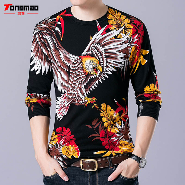 2017 Autumn Winter Men Sweater Fashion Animal Printing Men Clothes Soft Wool O-Neck Long Sleeve Casual Mens Pullover Pull Homme