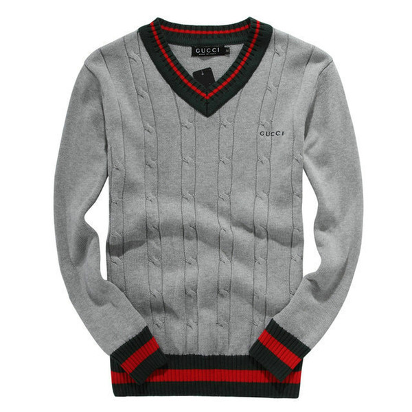 2018 New High Quality Polo Men's Twisted Needle Knitted Cotton Neck Pullover Sweater Male Size M-XXL