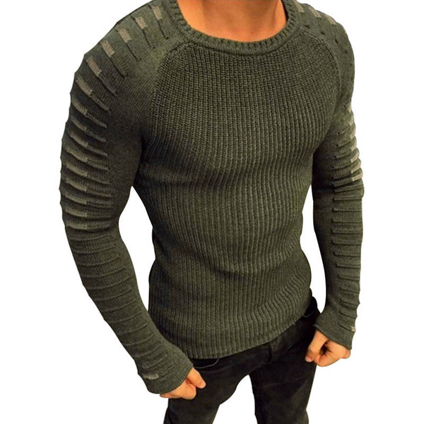 Men Knitted Sweater Autumn Winter Fashion Brand Clothing Men's Striped Sweaters Solid Color Slim Fit Men Pullover