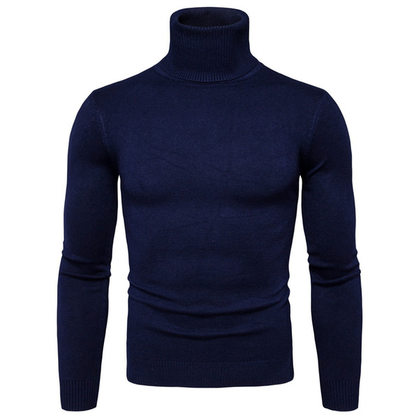 Winter High Neck Thick Warm Sweater Men Turtleneck Brand Mens Sweaters Slim Fit Pullover Men Knitwear Male Double Collar