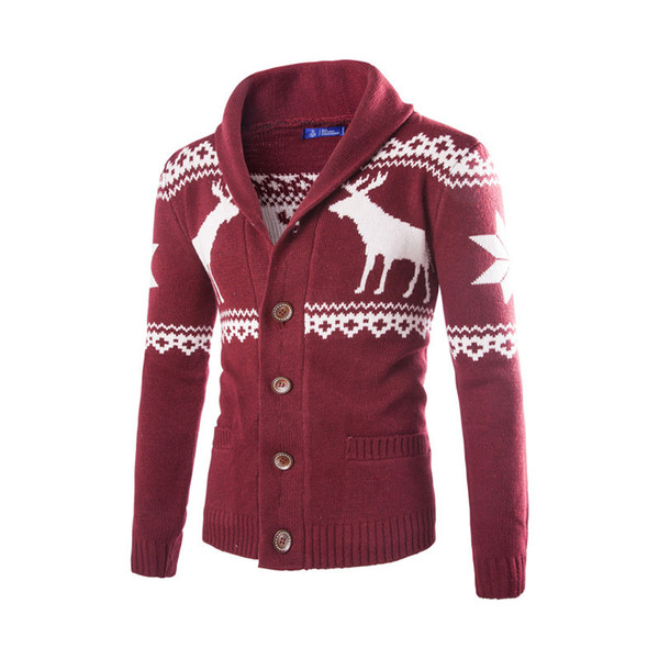 Sweater Men Brand Concise Deer Christmas Sweater Coat Cardigan Male Printing Slim Mens Cardigan Sweater Coat Man Cardigan