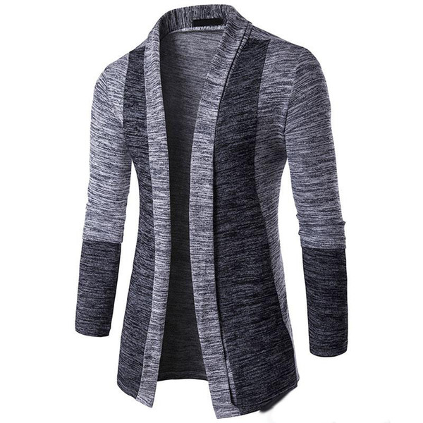 Men's Clothing Patchwork Cardigan Knitted Pullover Men Slim Fit Plus Size Men's Top Long Sleeve Sweater Coat
