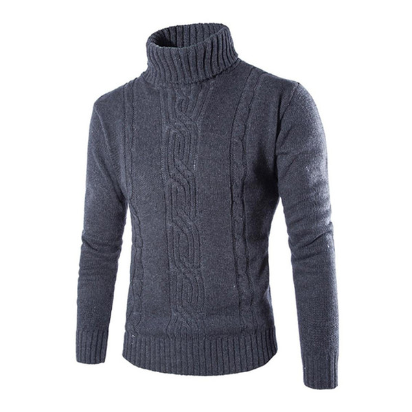 Men Winter Warm High Collar Knitted Long Sleeve Sweater Stretch Shirts Outerwear