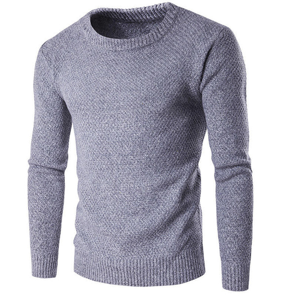 Men's Sweater Pullover Round Neck Slim Male Long Sleeve Thicken Sweaters Fashion Solid Color Woolen Mens Sweater 1702