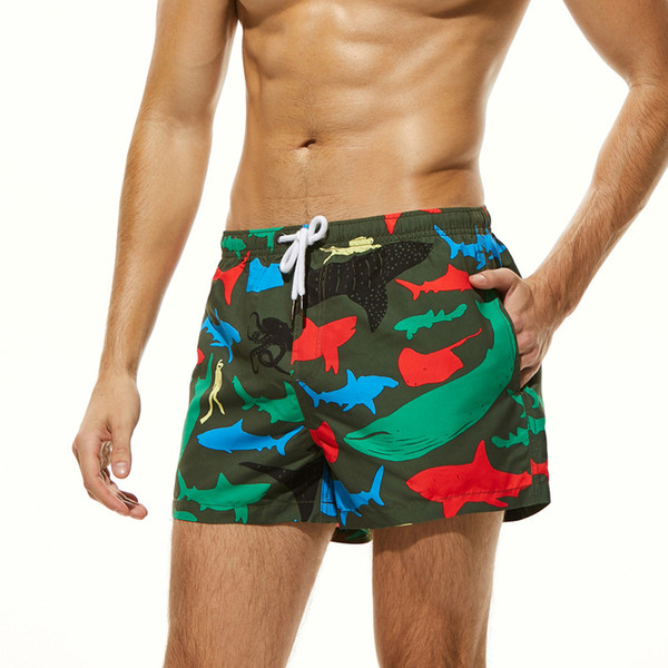 KLV New Swimwear Men Shorts Swim Trunks Quick Dry Beach Surfing Running Swimming Watershort #@T