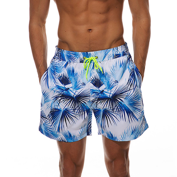 Fast-drying Men's Color Blue Shorts Swimming Beach Flower Surfboard Swimsuit Summer Brief Bandage Sport Style Man Swimwear Trunk