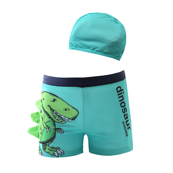 Funfeliz Boy swimsuit with Swimming Cap Dinosaur Swimming Trunk for Boys Children Swimwear Baby Swim wear Kids Bathing suit 2-10