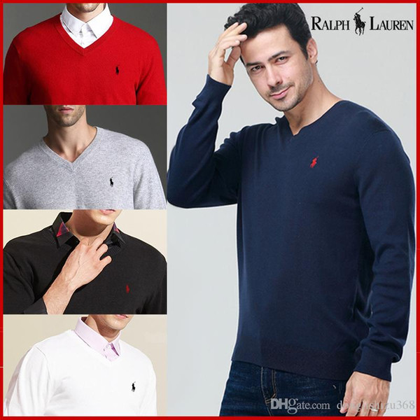 2018 free SHIPPING High quality hot sell new Mix order Men long sleeve cashmere sweaters ,V-neck jumper sweater many colors