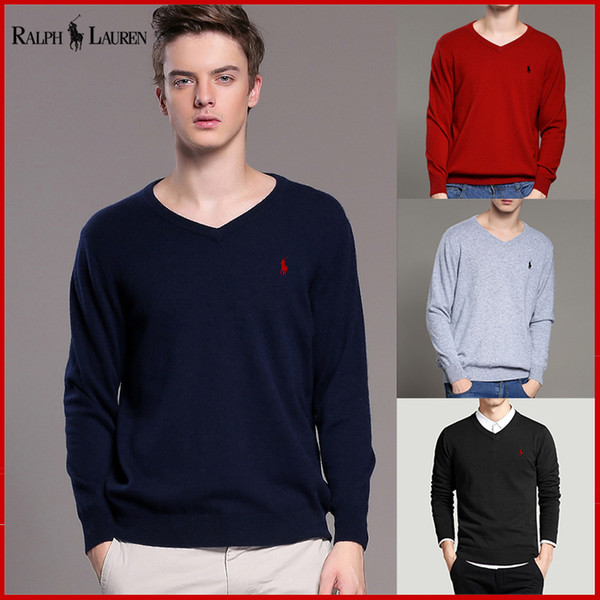 2018 free SHIPPING High quality hot sell new Mix order Men long sleeve cashmere sweaters ,V-neck jumper sweater many colors