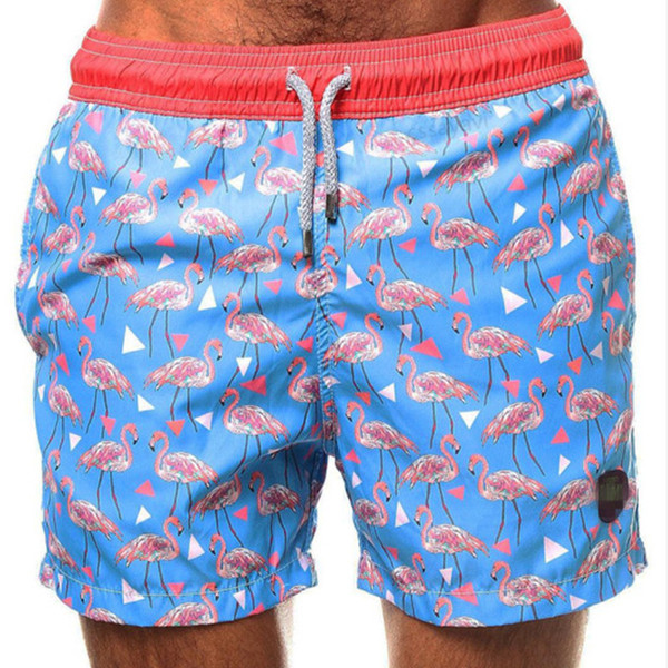 Funfeliz Swiming Trunks for Men Flamingo Boy Swimming Shorts Men Blue Black Swimwear M-2XL Male Swimsuit