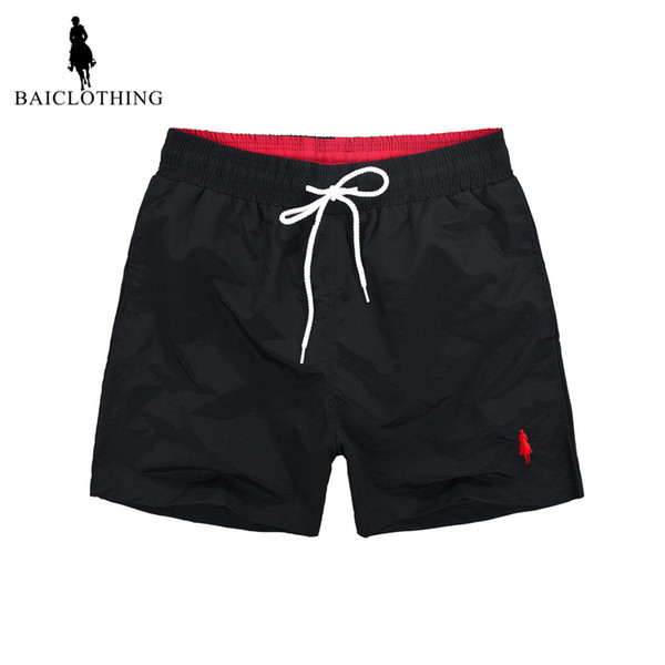 Wholesale-BAICLOTHING 2016 Bermuda Embroidery Loose Striped Casual Mid Cotton Polyester New Hot Quality Shorts Brand Men For Beach Surf