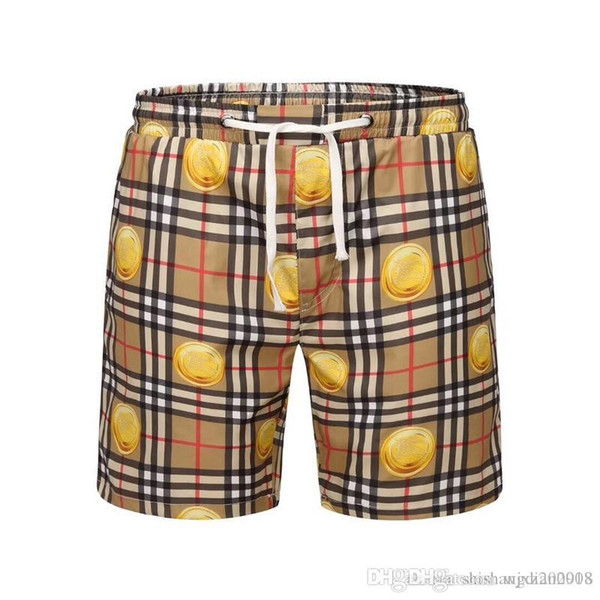 2019 summer new listing quality clothing men's shorts plaid printed beach pants M-3XL B2327