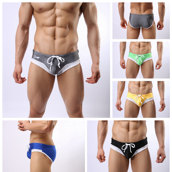 Summer Hot Mens Swimwear Swimsuit Sexy Triangle Panties Swimming Briefs Lace-up Males Beach Surf Bathing Suit