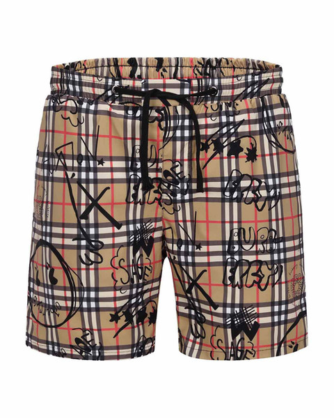 Men's street fashion wear plaid I think I'll remember your plaid printed swim trunks and shorts retro printed plaid English beach shorts