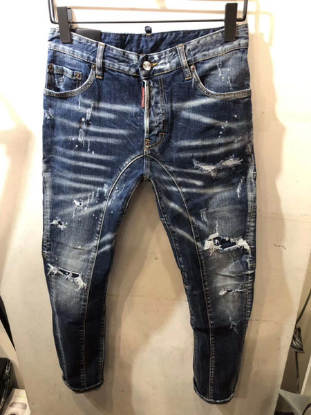 New men's fashion brand design jeans high quality high assurance tear cool street riding jeans cool handsome jeans T66