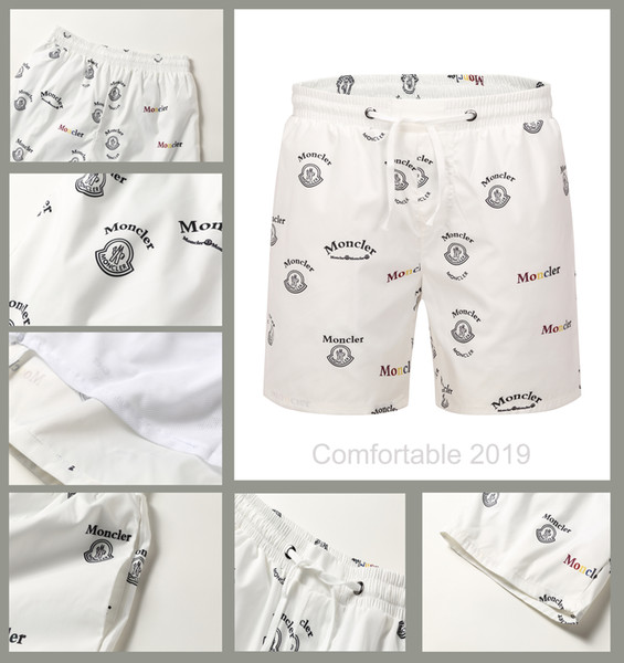 High-quality brand elaborately designed beach shorts men's underwear white monogrammed print small print men's surfboard swimming shorts