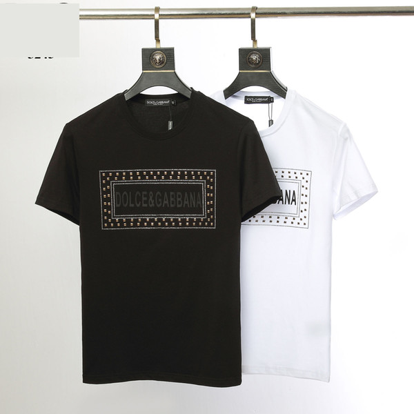 19ss luxury European Italian high quality mercerized cotton encrusted diamond fashion men's wear designer men's T-shirt hip hop