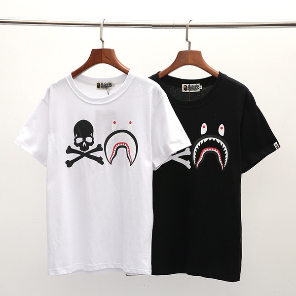 new men's fashion short T-shirt casual cotton brand men's shirt cute shark mouth print brand men's T-shirt designer loose European size