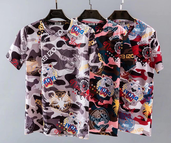 Men's T shirt summer new designer clothing European and American fashion camouflage graffiti letters print short sleeve luxury floral patter