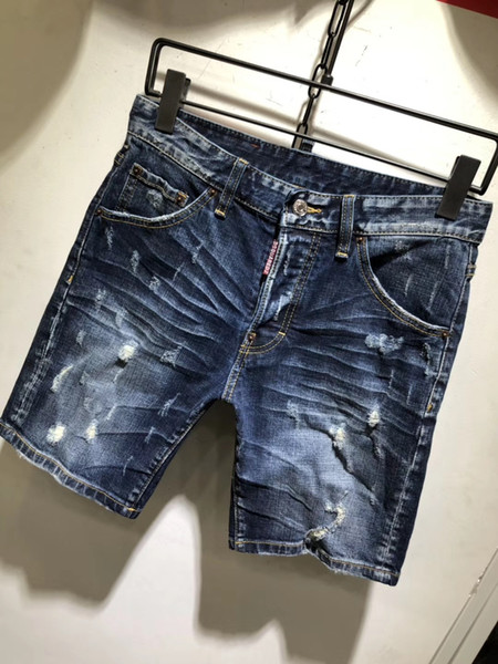 2019 new brand fashion Italian brand men's casual jeans, high-grade washed, pure hand-sanded, high-quality optimized denim shorts D77