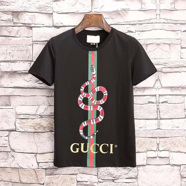 100% cotton casual short-sleeved men's T-shirt with silver ring snake print street style cool and comfortable fabric men's T-shirt m-3xl