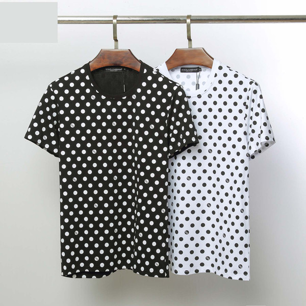 Men's fashion tops and t-shirts 2019 fashion show brand luxury top European design short polka-dot style t-shirts men's wear free shipping