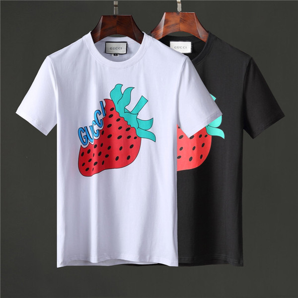 Sleepless tonight summer new high quality lovely little strawberry men's clothing designer T-shirt CM print fashion men's and women's T-shir